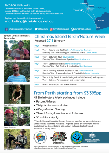 Bird n Nature week on Christmas Island September 2018