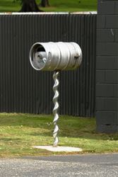 Very creative here - old keg has been turned into a giant corkscrew letterbox - sits just outside the pub - Tasmania