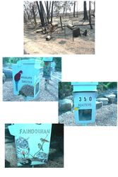 Steel letterbox survived the 2009 fires - repainted with love by wildlife carer - by Sandi Kogtevs