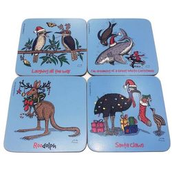 Australian Wildlife Christmas Coasters   Set of 4