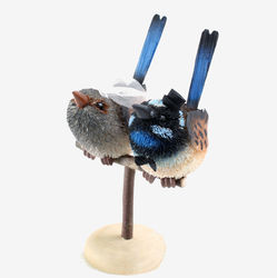 Blue Wren Bride and Groom Wedding Cake Topper