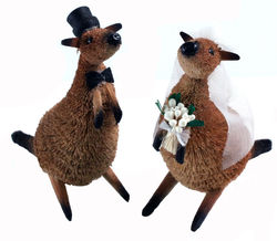 Kangaroo Bride and Groom Wedding Cake Topper