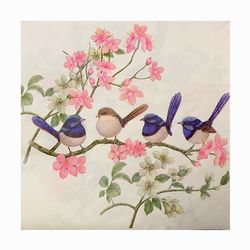 Napkins  Wrens on White - Serviettes